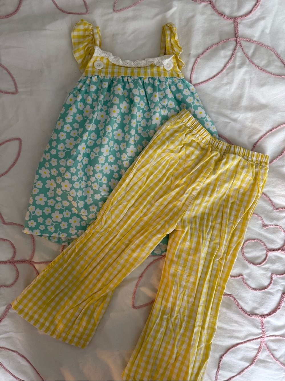 Yellow & Aqua Floral Girls' spring Set